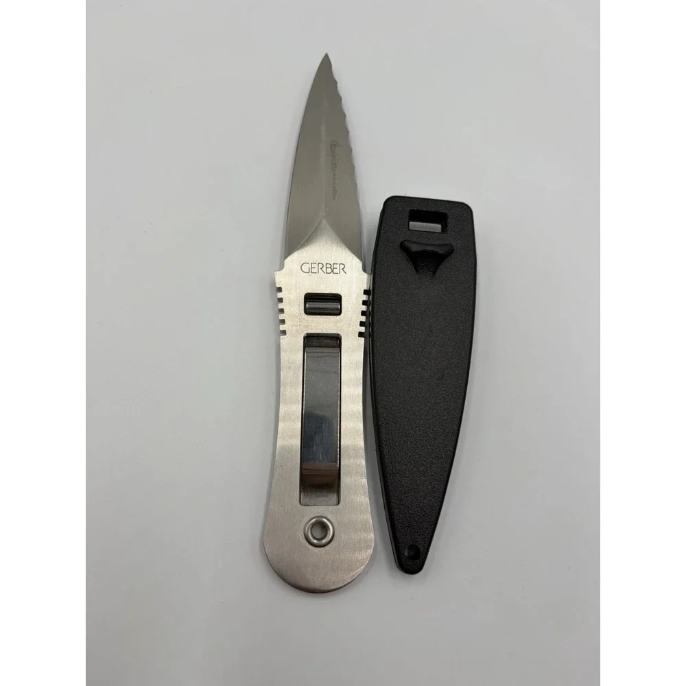 Gerber River Master Clip-Lock Fixed Blade Knife Blackie Collins Italy Vintage